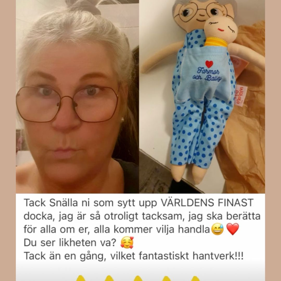Docka mormor/farmor med glasögon