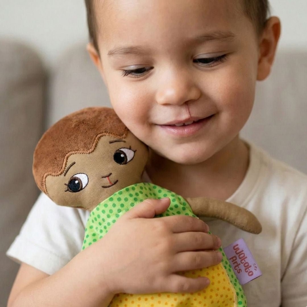 Mjuk docka med läppspalt, käkspalt, gomspalt | Watoto Arts