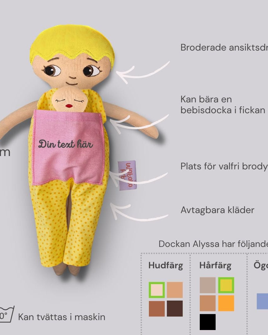 Mjuk docka med personlig brodyr | Dockan Sander