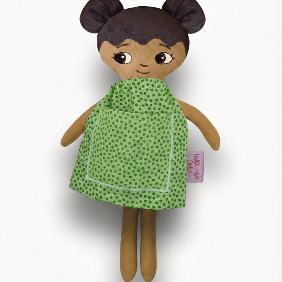 Watoto Arts | Dockkläder | Grön Prickig Klänning