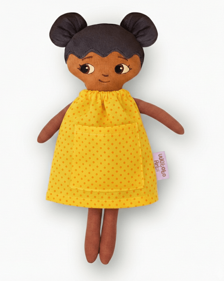 Watoto Arts | Dockkläder | Gul Prickig Klänning