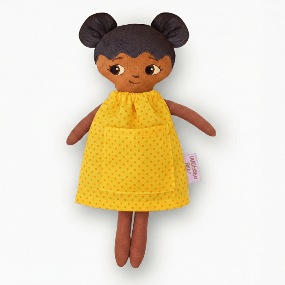 Watoto Arts | Dockkläder | Gul Prickig Klänning