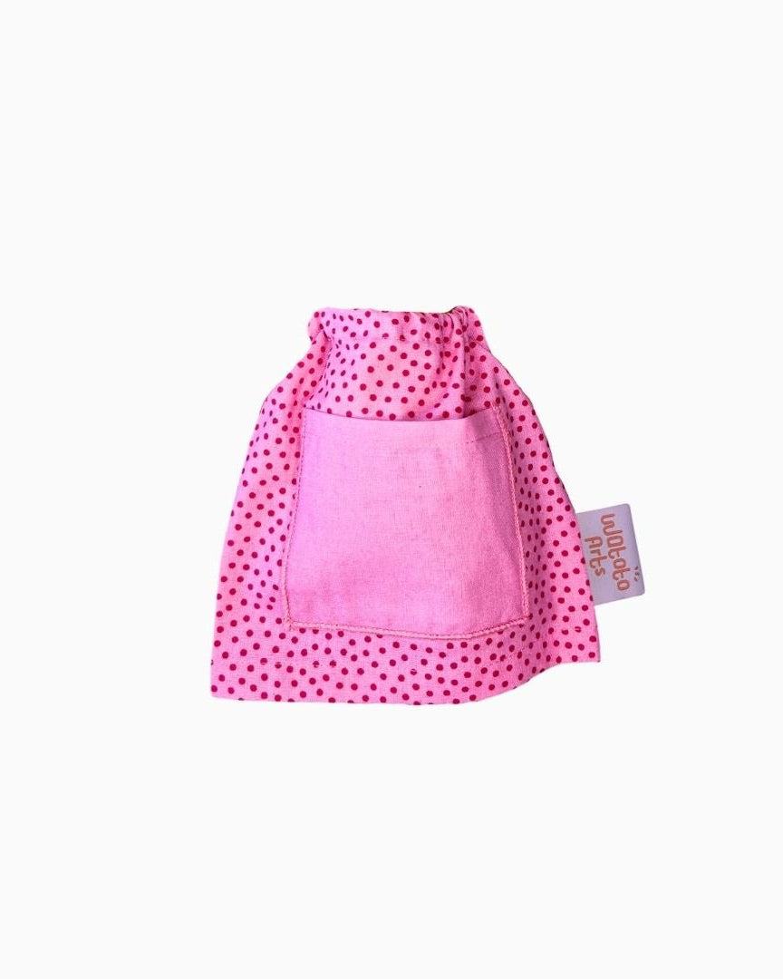 Watoto Arts |Dockkläder | Rosa Prickig Klänning