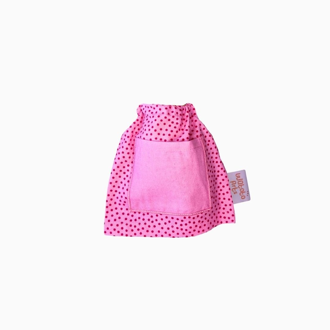 Watoto Arts |Dockkläder | Rosa Prickig Klänning