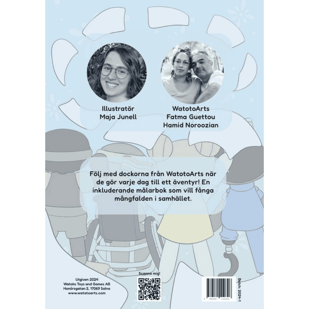 Baksidan på Watoto Arts målarbok