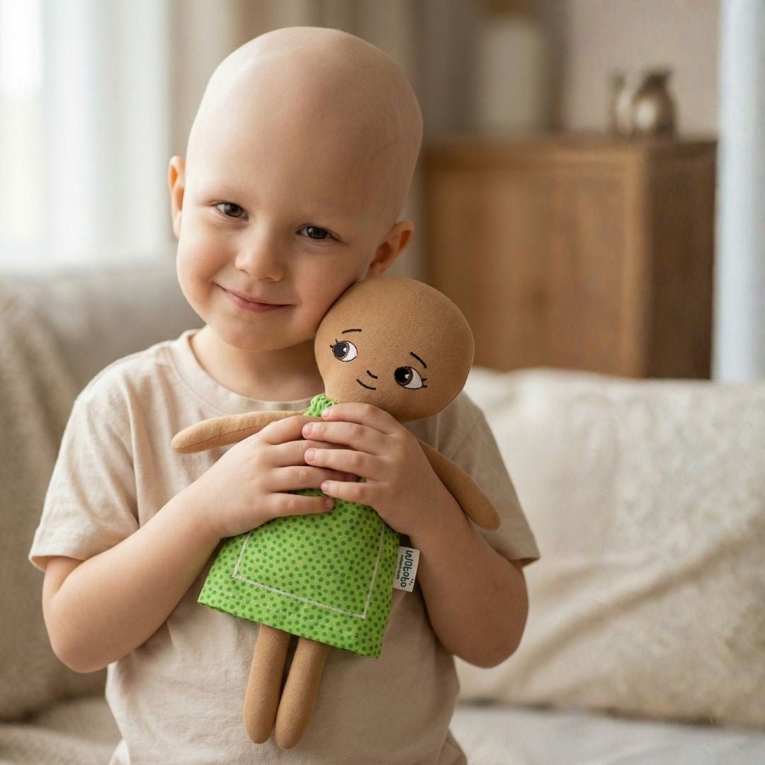 Mjuk docka utan hår - docka med alopecia | Watoto Arts