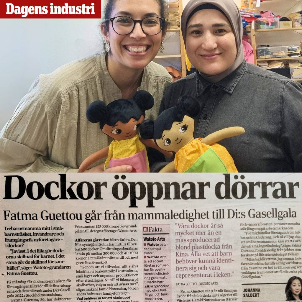 Watoto arts tidningsutklipp från dagens industri. Watoto arts dockor öppnar dörrar och skapar sysselsättning. 